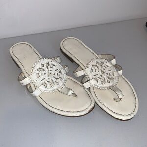 Sam Edelman Circus Thong Sandals Flip Flops Off White Patent Leather Women’s 8W